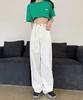 Aimoha Denim Pants with Waist Baggy Zip White Size White Women's High-Waisted Tucks, Silhouette, Fly, Denim, XL,