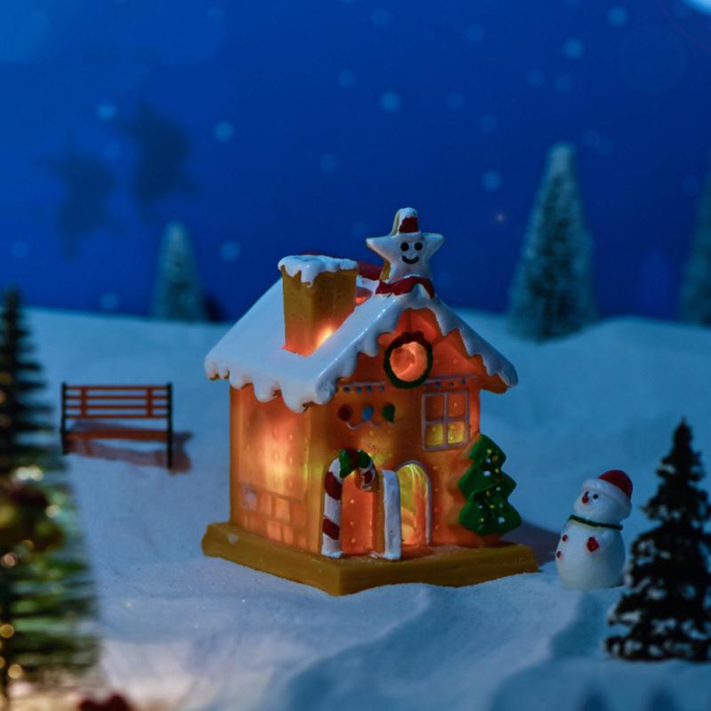 קישוטי בית חג המולד עשה זאת בעצמך מלאכת יד מיניאטורית מדומה עם אורות למסיבת חג המולד