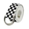 Belt with Ring Buckle Soft Canvas Plaid Rainbow Pattern Belt for Wedding