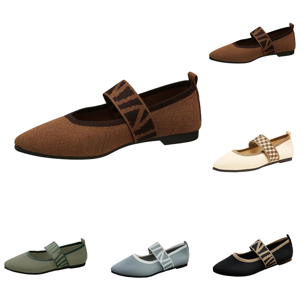 Women's Pointed Toe - Flats Color Block Knit Breathable Low Cut Shoes