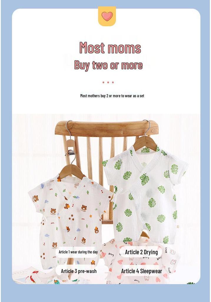 Baby Sleeveless Gauze Bodysuit - Lightweight Cotton Jumpsuit with Lace-up Detail for Spring/Summer