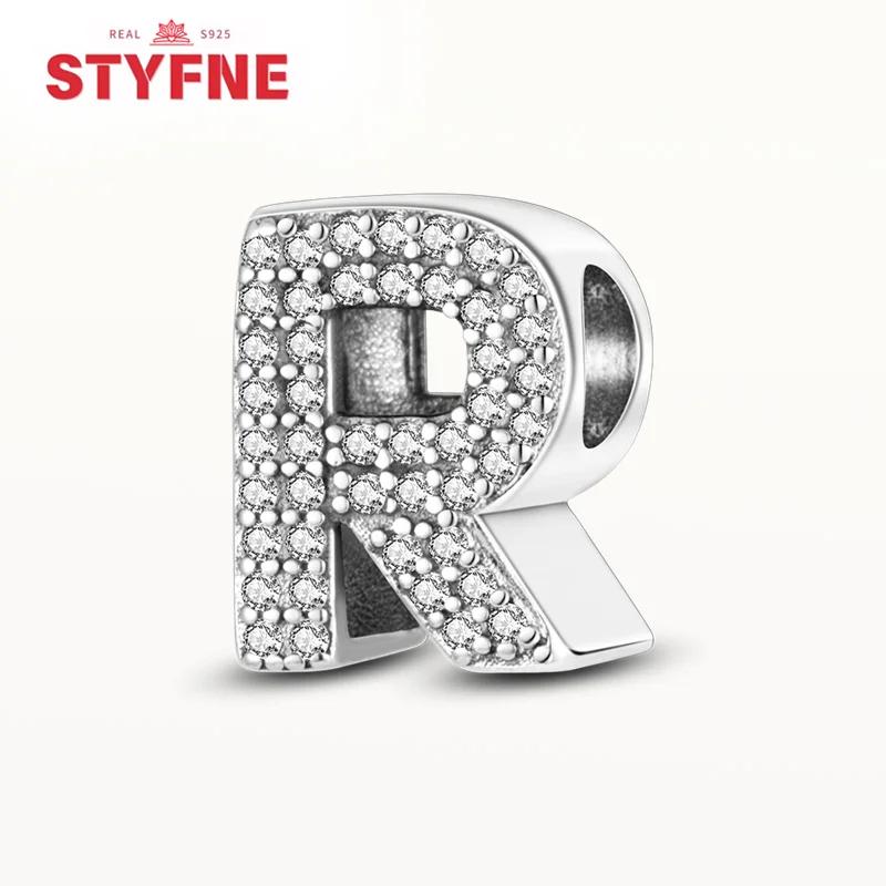 Kupfer 26 Buchstaben Glänzend Zirkon Alphabet Anhänger Perle Passend Original Armband DIY Feiner Schmuck Geschenk Für Frauen Machen