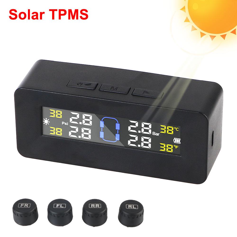 Solar/USB Powered Auto Security Alarm Systems Car TPMS Digital LCD Display Tire Pressure Monitoring System