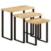 VidaXL Nesting Tables 3 pcs with Live Edge, Sofa Side Table with Leg, End Table, Living Room Furniture, 372762