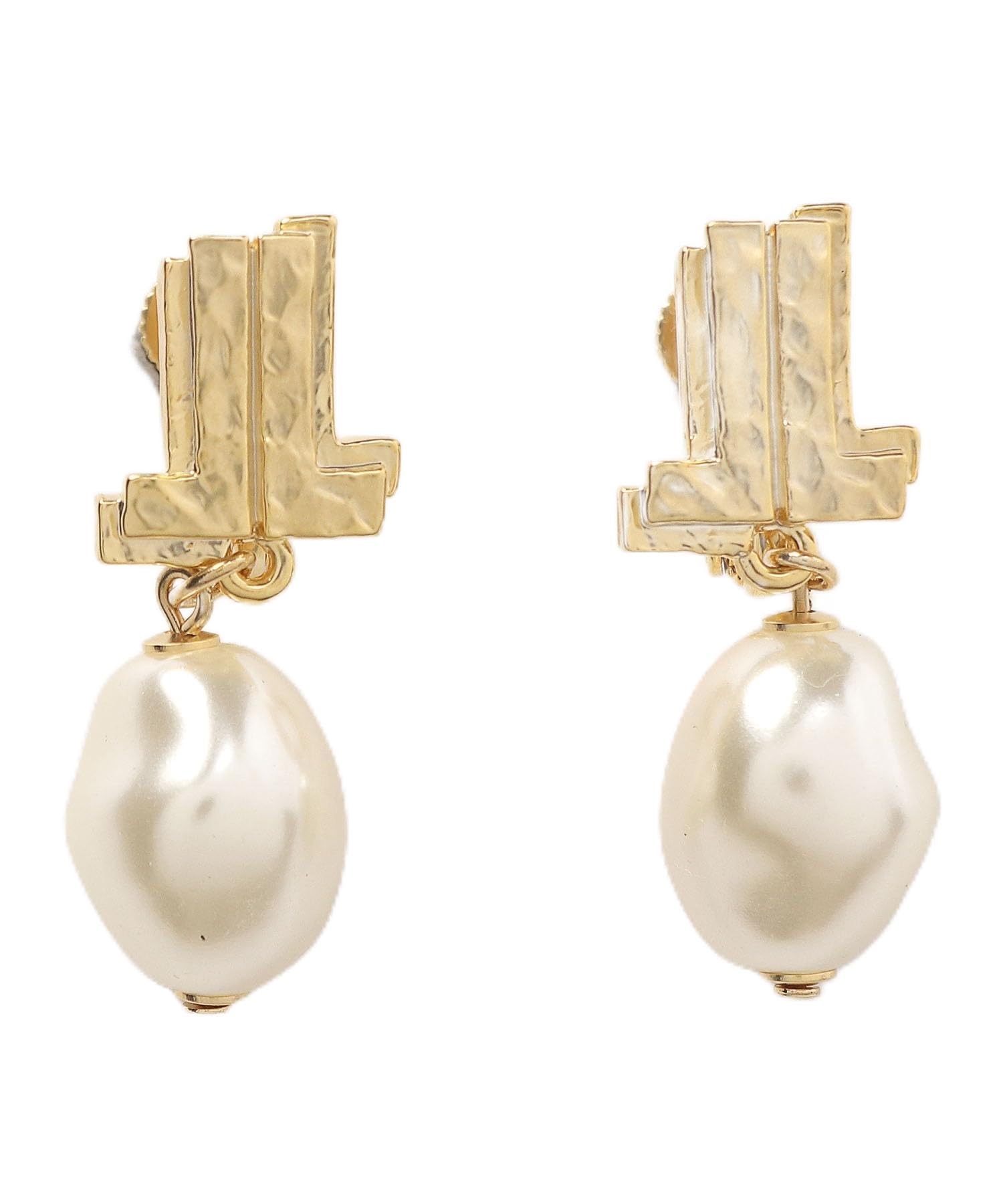 

on Hammer texture x pearl earrings LAME1017 DW [Lanvin Blue]