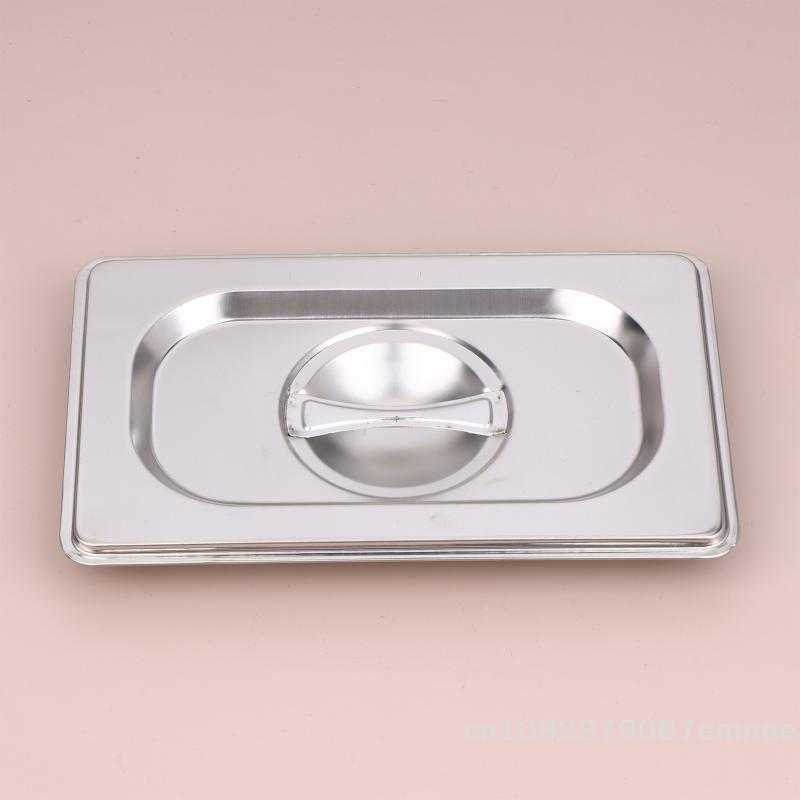 [ZYAS]Stainless Steel 1/9 1/6 1/4 1/3 1/2 1/1 Food Pan Lid Steam Table Pan Covers Notched Lids With Handle Lock Heat