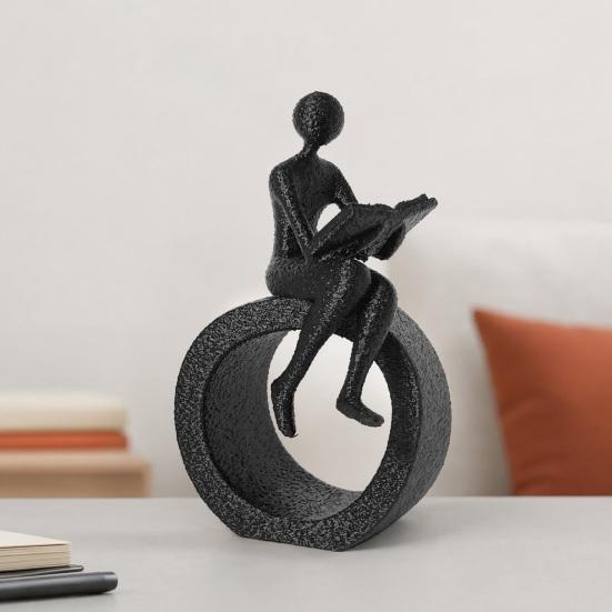Jijijing 3D Printed Reading Figurine, Abstract Reader Statue for Home Decor, Modern Minimalist Sculpture Bookshelf Desk Office Ornament