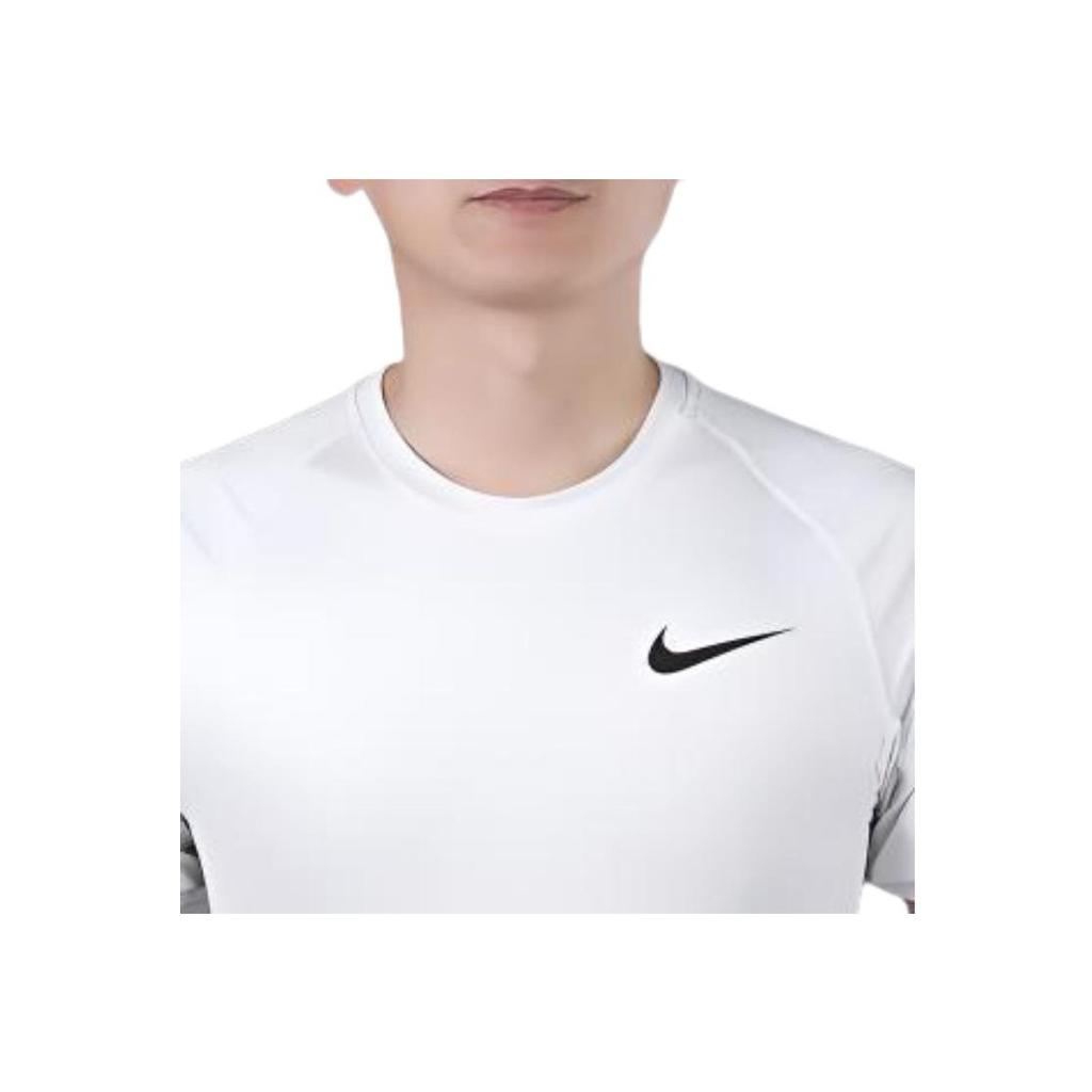 Nike Dri-Fit Solid Logo Print Fitted Training Short Sleeve T-Shirt Men Tops White BV5634-100