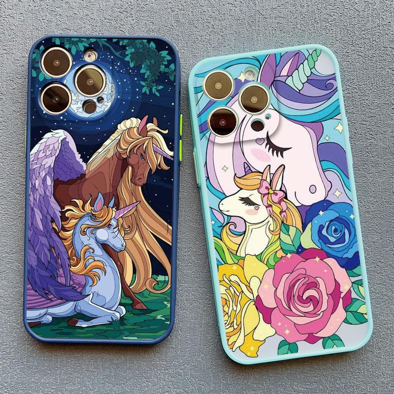 Cartoon Unicorn Phone Case For iPhone 12 13 Pro Max Mini XR XS X 8 7 Plus Back Cover For iPhone 11 14 Pro Max Shockproof Shells