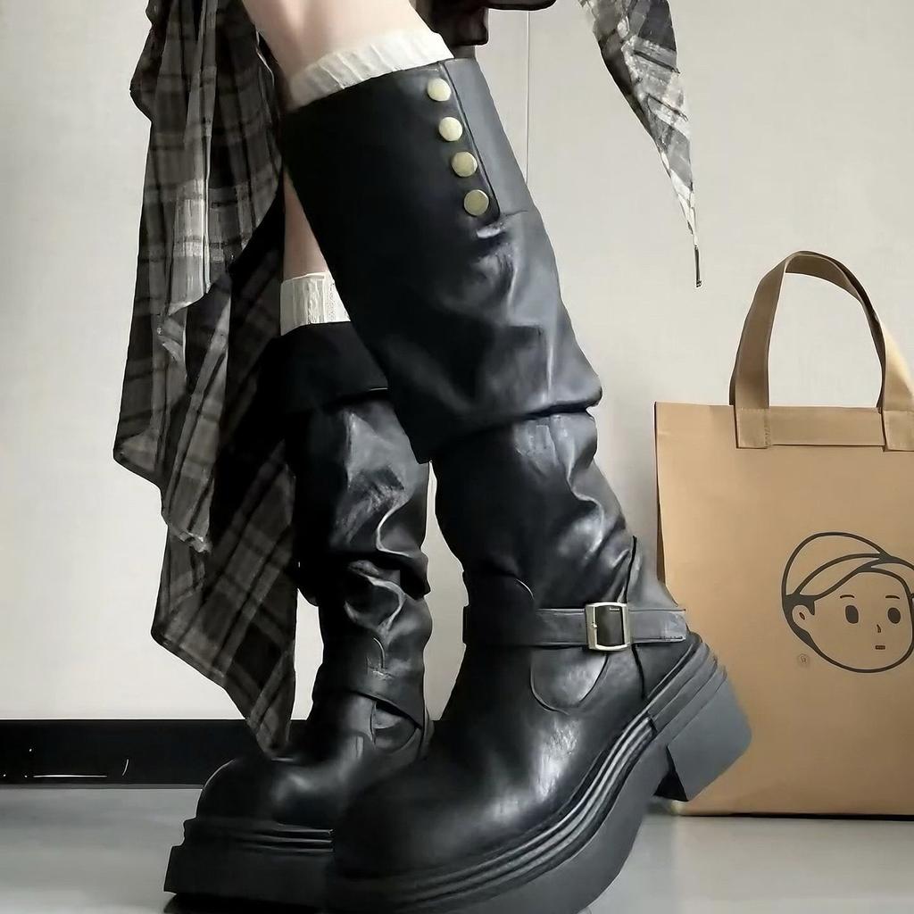 American Spice Girls Platform Boots Women's 2025 Summer New Versatile Skinny Absolutely Knight Boots