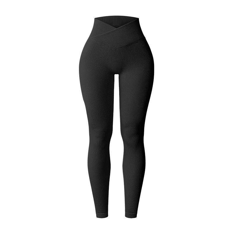 

High-Waist Seamless Crossover Tummy Control Yoga Pants - Quick-Dry, Skin-Friendly, High Elasticity Fitness Wear S below 110 lbs