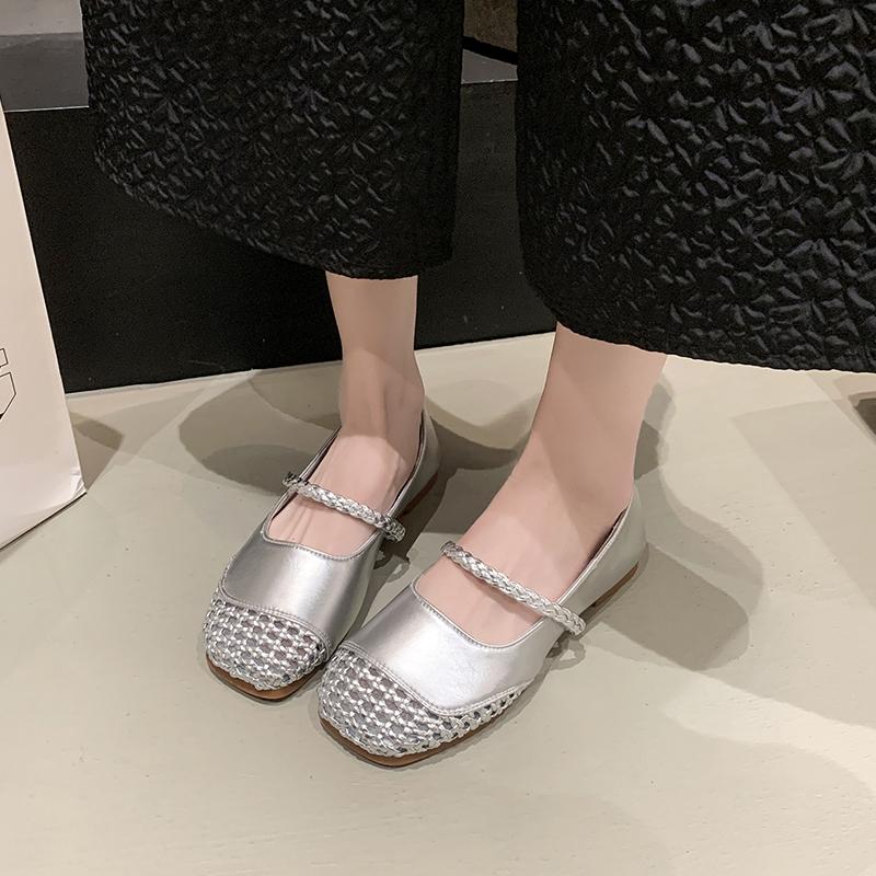 Fashion Summer 2025 New Soft-soled Flats Shoes Round Head Retro Women Shoes Hollow Out Women  Fashion Shallow Flat Shoes