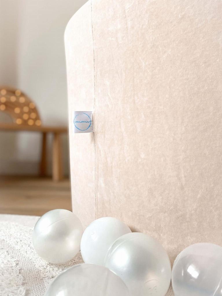 Dry Pool 110x30cm Velvet Soft Beige with 400 Balls: Beige, White, Silver