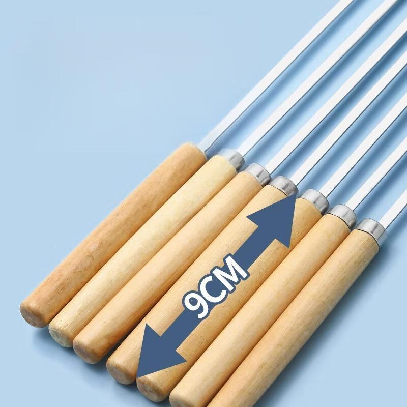 ZISIZ Stainless Steel BBQ Skewers with Wooden Handle
