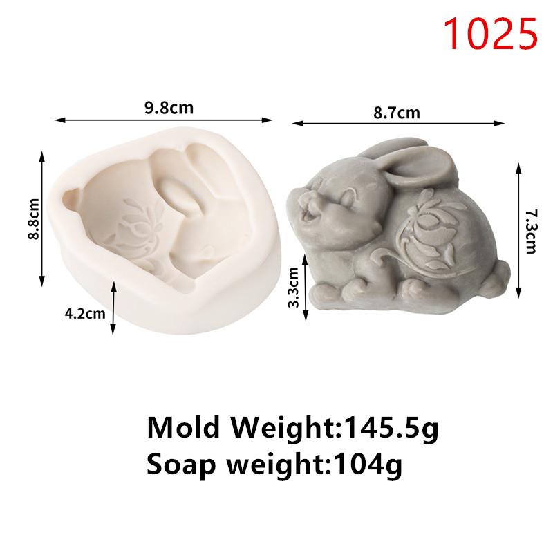 Easter Flower Rabbit Silicone Soap Mold DIY Happy Cute Rabbit Flower Pattern Butterfly Animal Relief Chocolate Cake Decor Gift