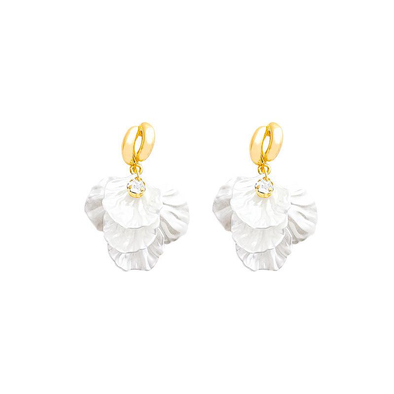 Fashion Trend French Elegant Flower Tassel Earrings Female, Elegant Celebrity Style Delicate Petal Earrings Earrings