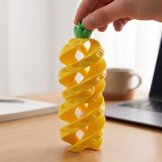 3D Printed Fidget Fruit Toy, Spiral Flexible Pineapple/Persimmon Passthrough Toy, Stress Relief Desk Toy for Adults, Kids