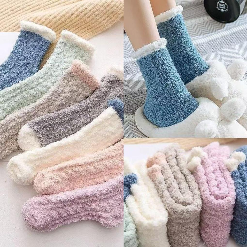 Women s Winter Warm Boucle Poggle Pastel Sleep Socks Camel