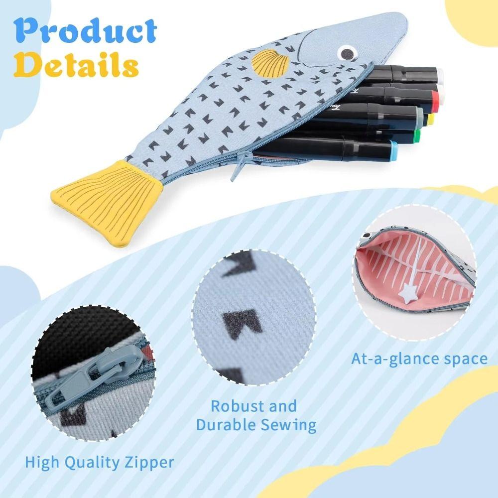 Creative Pencil Case Grouper Shape Stationery Storage Bag Novelty Fish Pencil Bag  Makeup Organizer