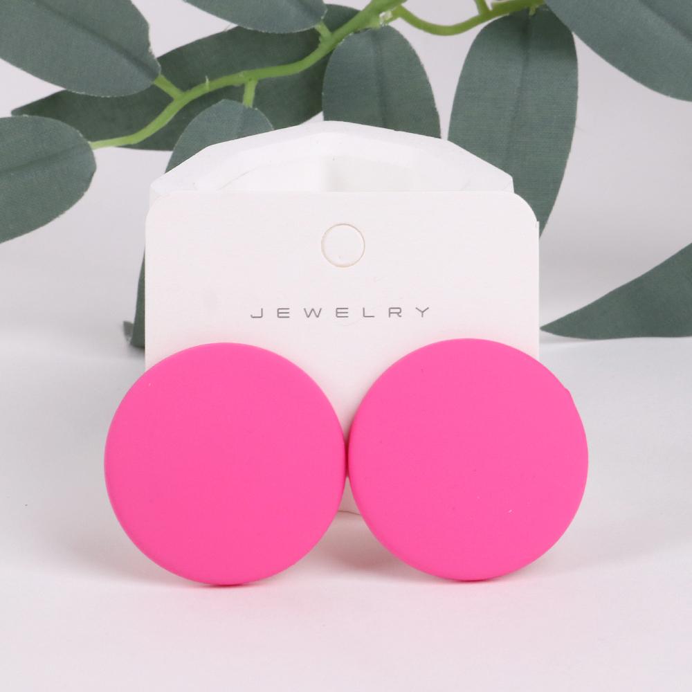 Trendy Korean Red White Black Pink Stud Earrings For Women Girl Geometric Big Square Round Acrylic Earrings Fashion Jewelry Gift