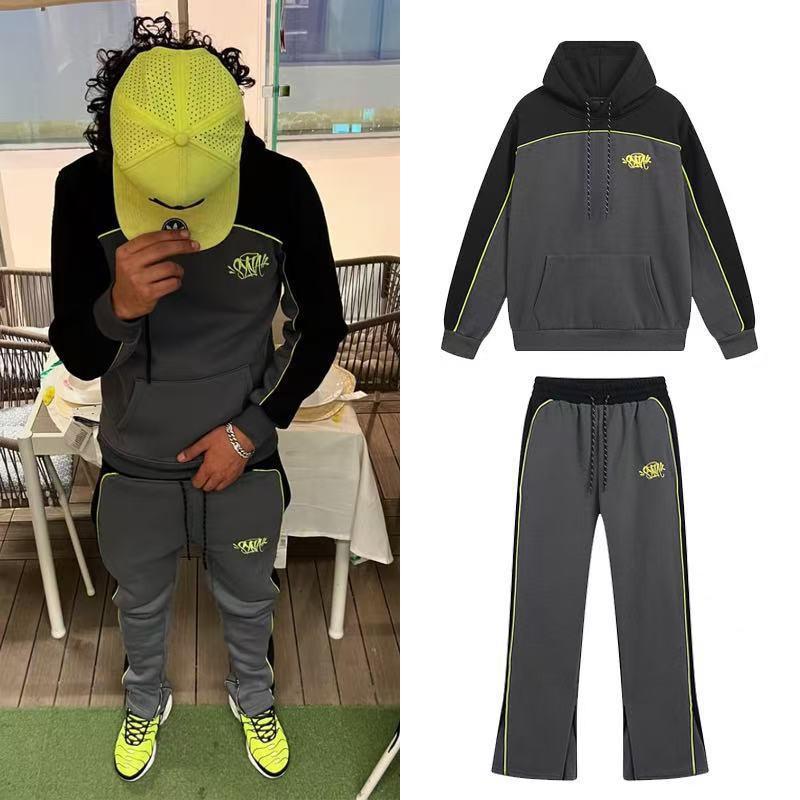 Completo da uomo Streetwear con felpa e pantaloni jogger, casual, vestibilità larga, in cotone, tuta sportiva