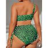 Sexy Leopard Print Large Size Swimsuit Women's Split High Waist Bikini Suit