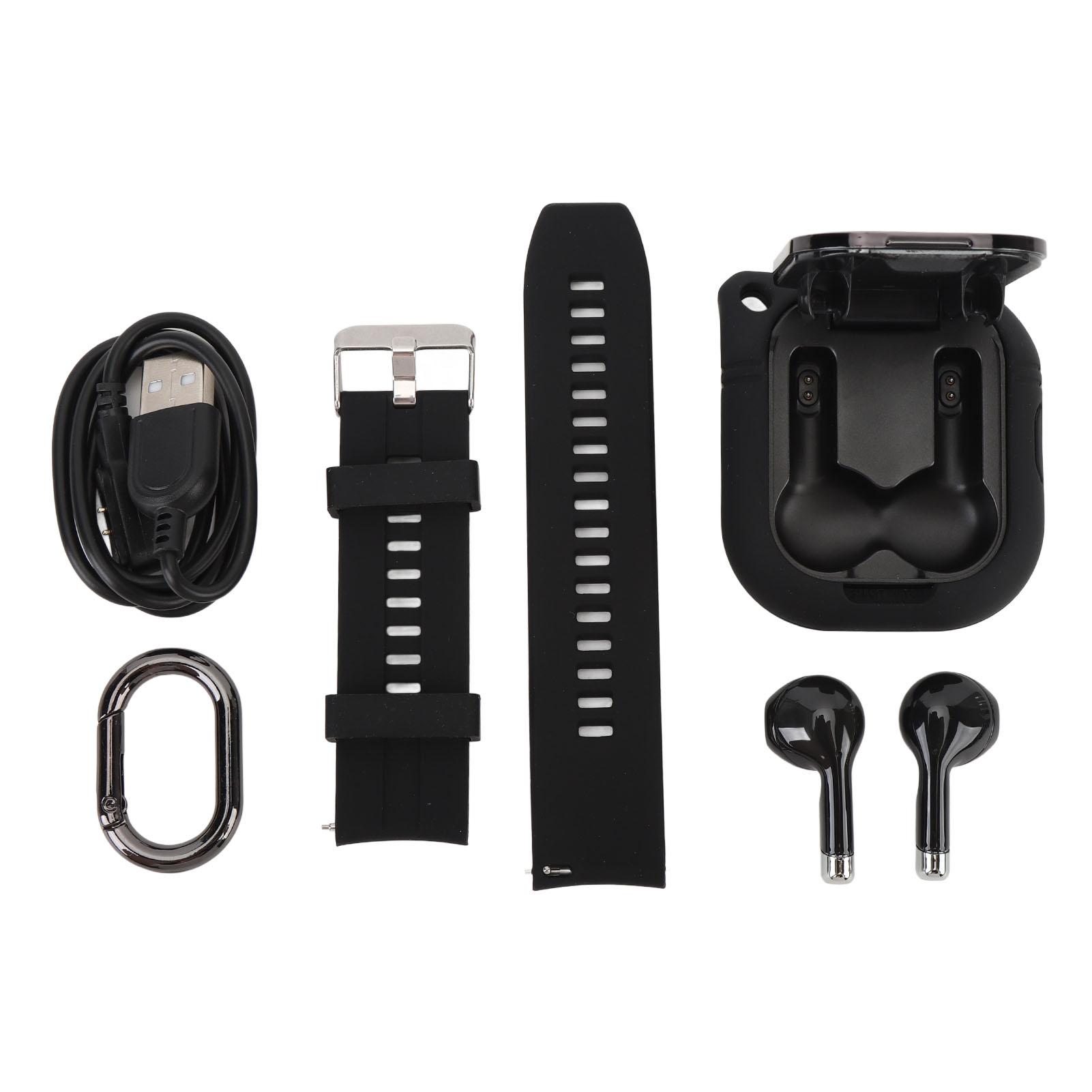 2.01-дюймовые TFT-умные часы с наушниками 2 в 1 NFC умные спортивные часы поддержка беспроводных Bluetooth-наушников Black with Silicone Strap