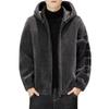 Men's Lambswool Hooded Wool Jacket with Fleece Lining and Embroidered Design