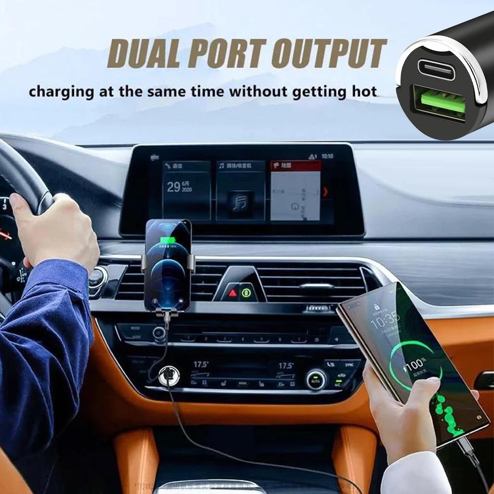 Mini Car USB/QC3.0 PD Charger 12-24V Fast Charging Car USB Type C Charger Lighter for Xiaomi Samsung Huawei iPhone