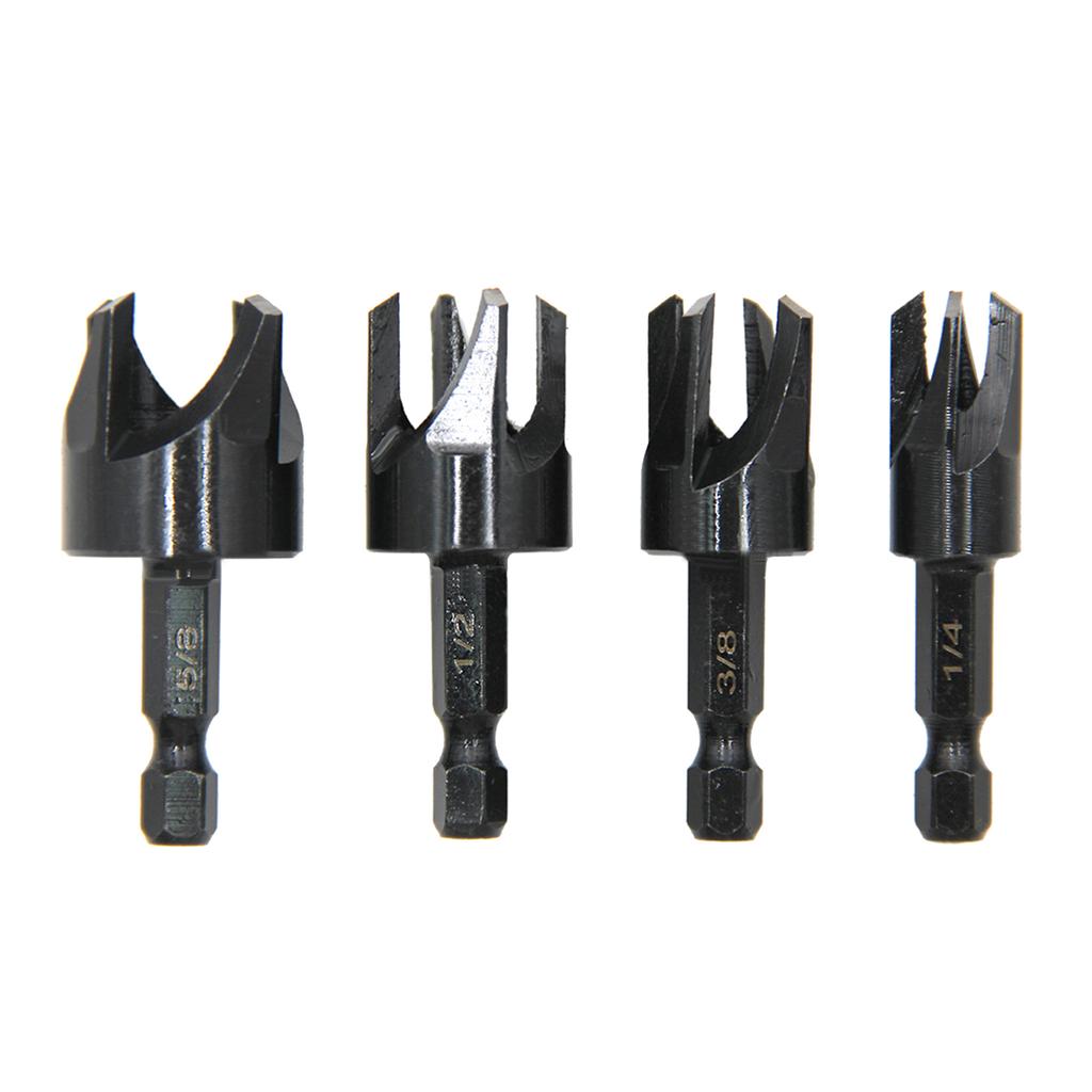 4Pieces Inch Hexagonal Shank Carbon Steel Hex Countersink Set for Wood Metal Quick Change Drill Bit Extraction Tool