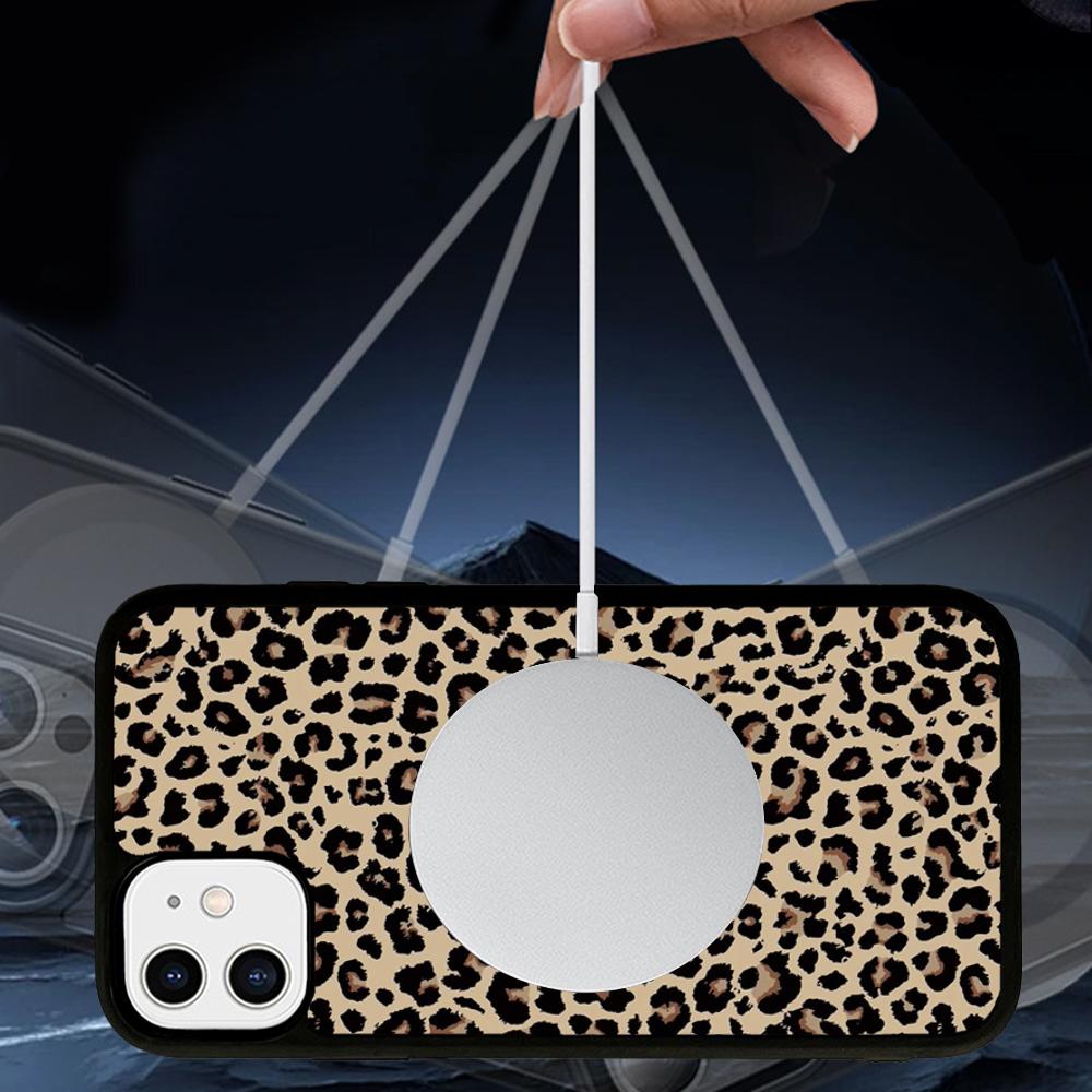 Leopard Cheetah Print Phone Case Magnetic Case For IPhone 16 14 13 12 11 15 Pro Max Plus For Magsafe Wireless Charge Cover