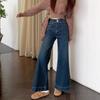 Women's High Waist Flared Jeans Casual Blue Denim Pants Vintage Streetwear Trousers