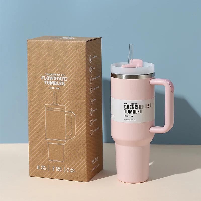 

Бутылка для воды, кружка на 40 унций, стакан из нержавеющей стали, изолированная бутылка для воды с ручкой, соломенная крышка, большая емкость, вакуумная дорожная кружка, уличная автомобильная кофейная кружка 1200ML