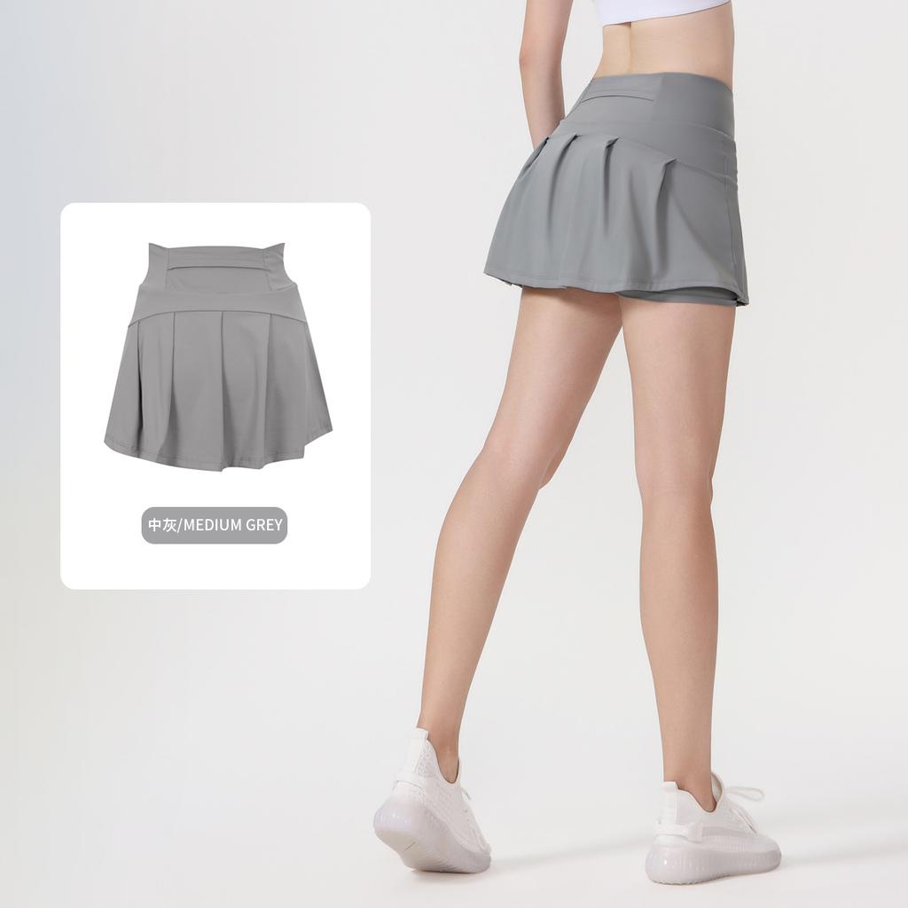 () Sports Tennis Skirt Women'S Anti-Light Fitness Skirt Fake Two-Piece Yoga Quick-Drying Pleated Skirt Shorts