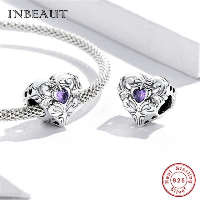 Real 925 Sterling Silver Violet And Bird Charm Pendant Fit Brand Bracelet Animal Beads Delicate Jewelry For Women