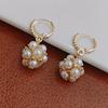 Sweet temperament pearl flower group small ear ring earrings women's new trendy unique design earrings