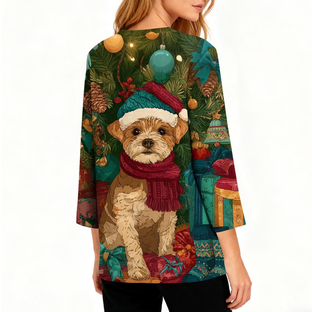 3/4 Sleeve Shirts For Women Print Graphic Tees Blouses Casual Plus Size Basic Tops Pullover