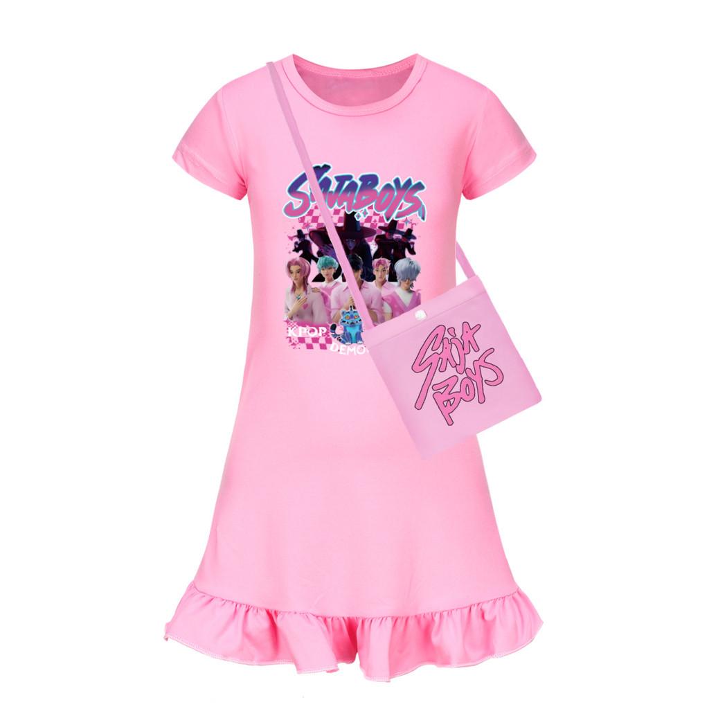 Hunters Kpop Demon Short Sleeves Sleep Dress For Kids Bedroom Clothing Gift