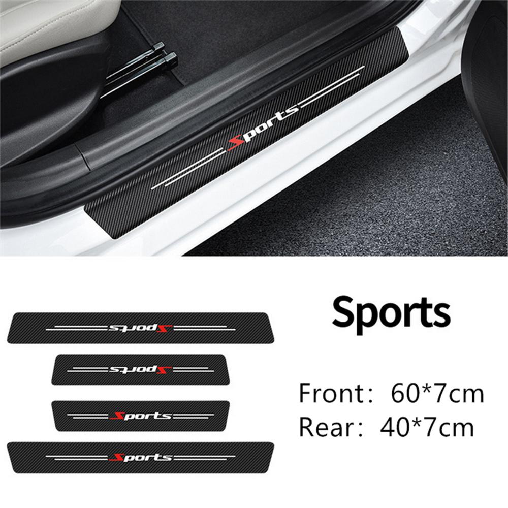 4Pcs Universal Car Door Step Sill Scuff Protector Cover Guard Carbon Fiber Color