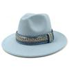 Blauer Fedora Hut Perlen Strass Design für Damen und Herren Panama Kirchenkappe Modisch Elegant Vintage Filzhut fedoras