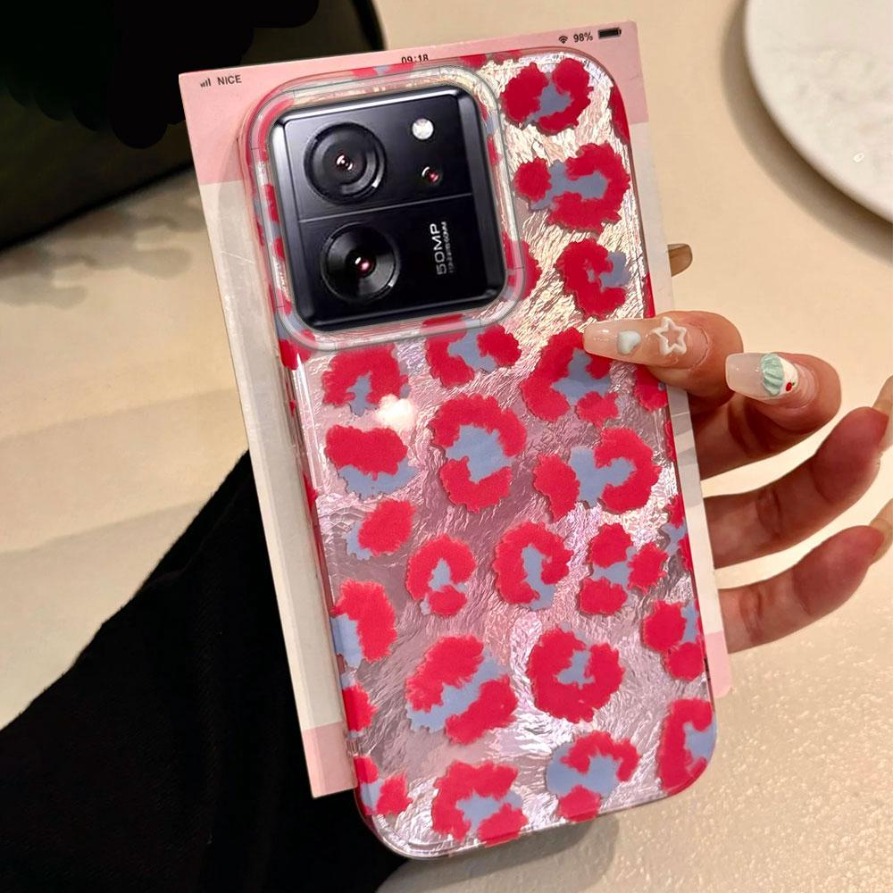 Pink Leopard Print Vortex Pattern Phone Case for Xiaomi 13T 14T 11 Lite Poco X5 M6 Pro X6 X3 Pro NFC C65 C61 M5S Shell TPU Cover