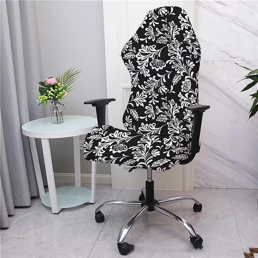 2pcs/set Flower Printed Racing Desk Rotating Slipcovers Office Computer Gaming Chair Covers Stretch Armchair Gamer Seat Cover