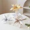 22CM New Christmas Tree Decoration Gold Champagne Sequins Handmade Tulle Christmas Flower Vine Wreath Accessories christmas tree
