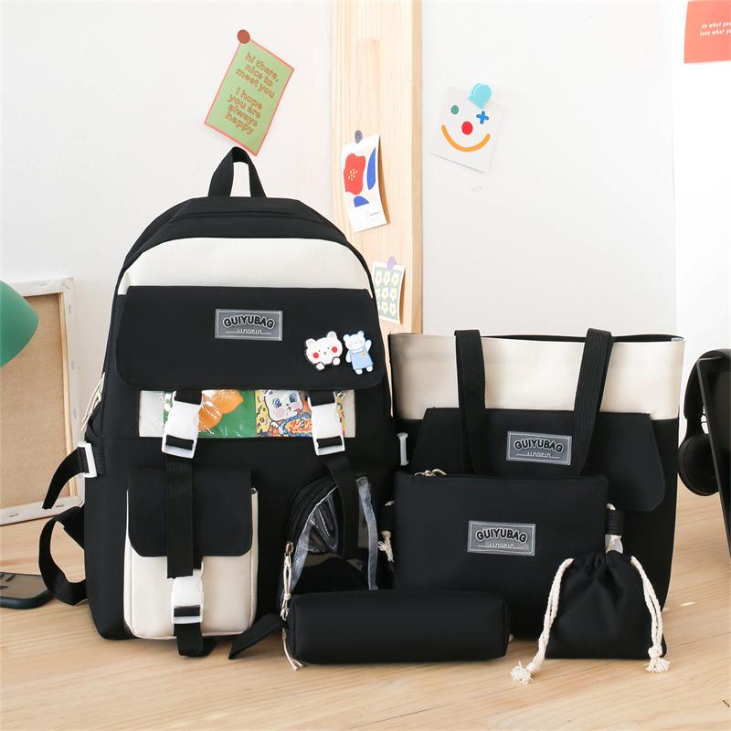 

New Elementary School Student Schoolbag Cute Children s Backpack Campus Large Capacity Backpack Set Send Badge Card