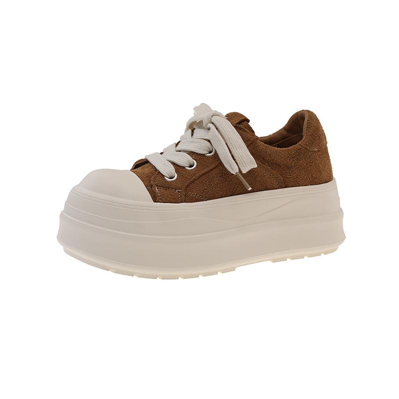 

Туфли-хлебушки с большой головой женские 2025 новые осенние универсальные уродливые милые туфли на высокой платформе повседневные туфли спортивная обувь кеды 40 верблюд