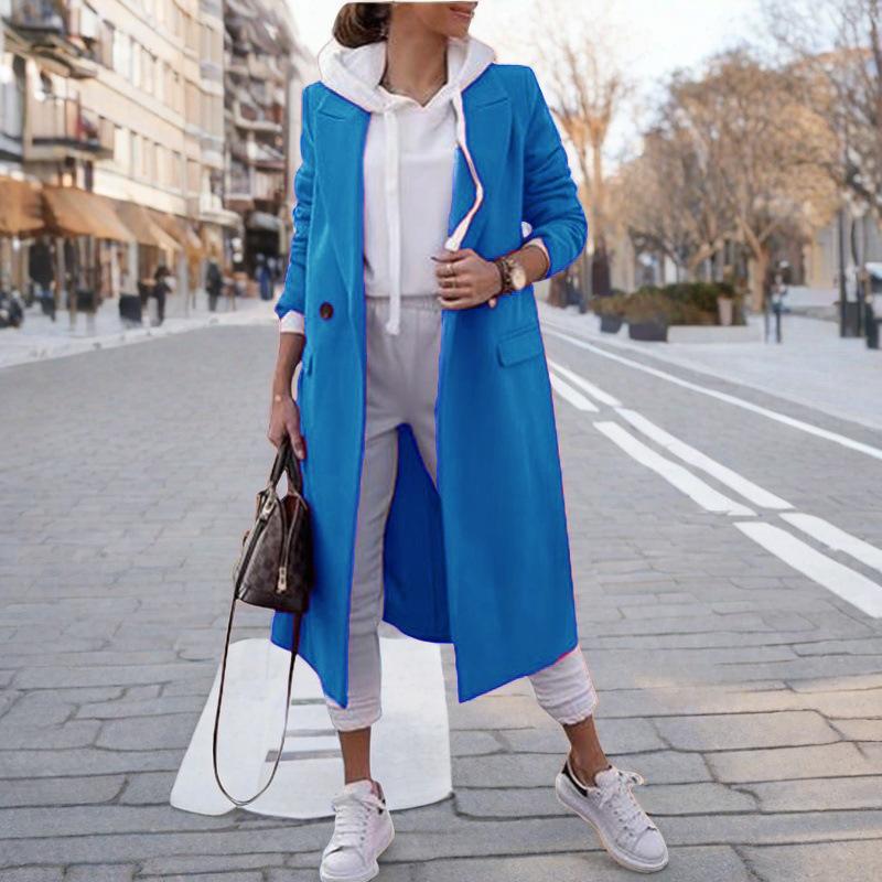 Autumn and Winter Woolen Women's Long Cardigan Coat