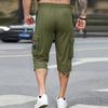 Pantaloni bărbătești cu lungime trei sferturi, cu șnur, talie elastică și buzunare