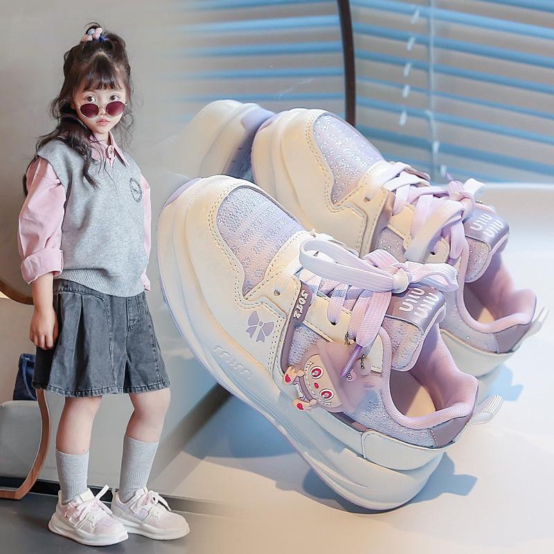 Girls shoes 2025 new autumn rabub children's sports shoes non-slip lightweight older children's girls fashion board shoes