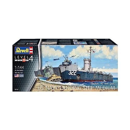 German Revell 1/144 Scale US Navy Medium Landing Ship LSM (Bofors 40mm Cannon) Plastic Model Kit 05169
