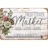 Vintage Farmhouse Floral Market Metal Tin Sign  Rustic Farm Decor with Fresh Flower Marketplace Design  HeavyDuty Iron Wall A
